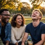Photorealistic close-up of a joyful woman with a bright genuine smile in soft natural daylight — smile quotes
